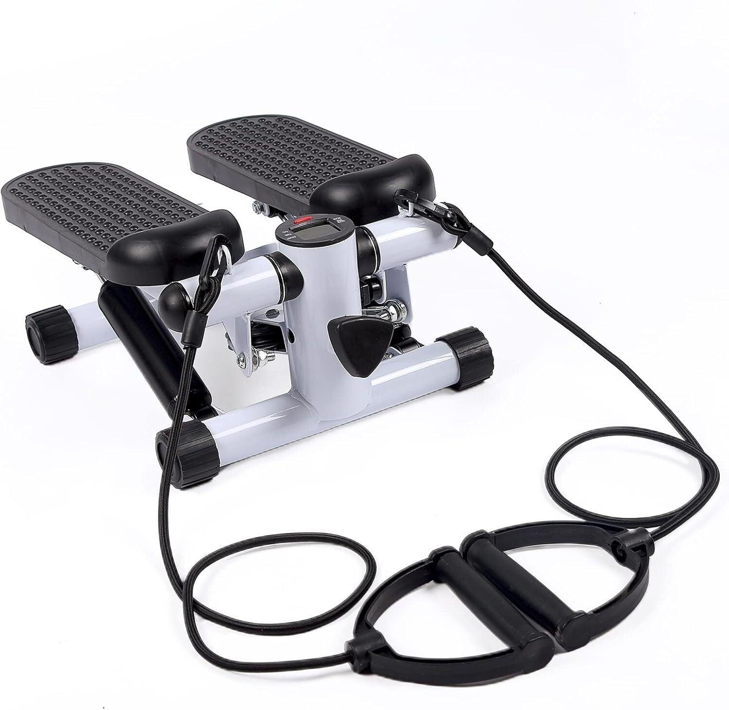 Compact Stepper Exercise Machine with Resistance Bands and LCD Display for Home Cardio Workouts