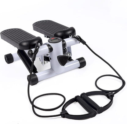 Compact Stepper Exercise Machine with Resistance Bands and LCD Display for Home Cardio Workouts