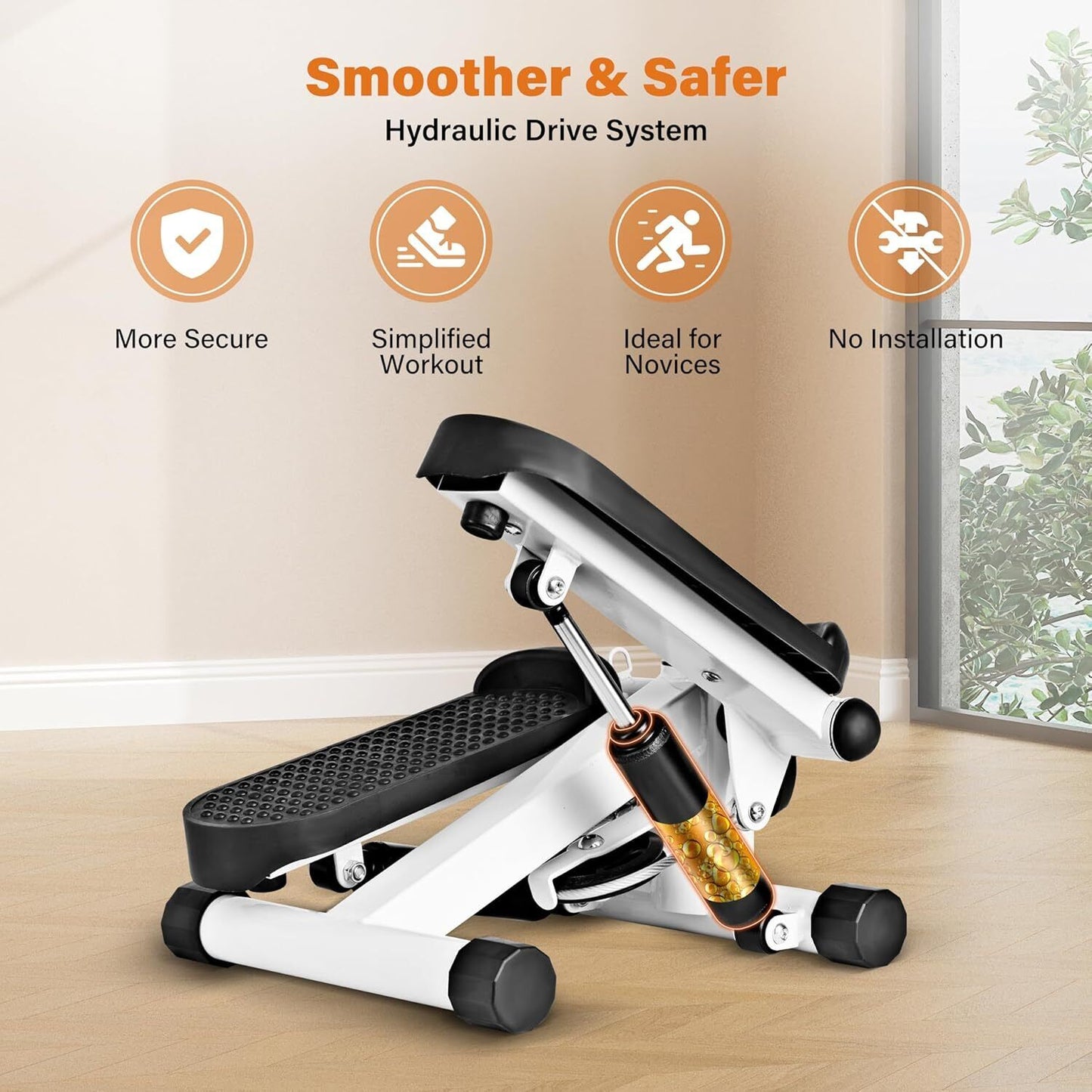 Compact Stepper Exercise Machine with Resistance Bands and LCD Display for Home Cardio Workouts