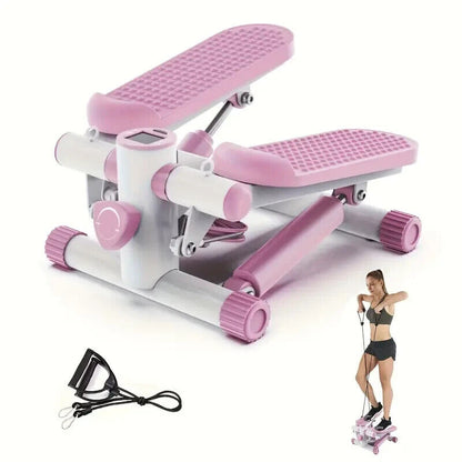 Compact Stepper Exercise Machine with Resistance Bands and LCD Display for Home Cardio Workouts